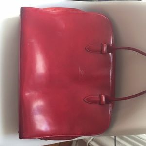 Authentic Longchamp patent leather red handle bag